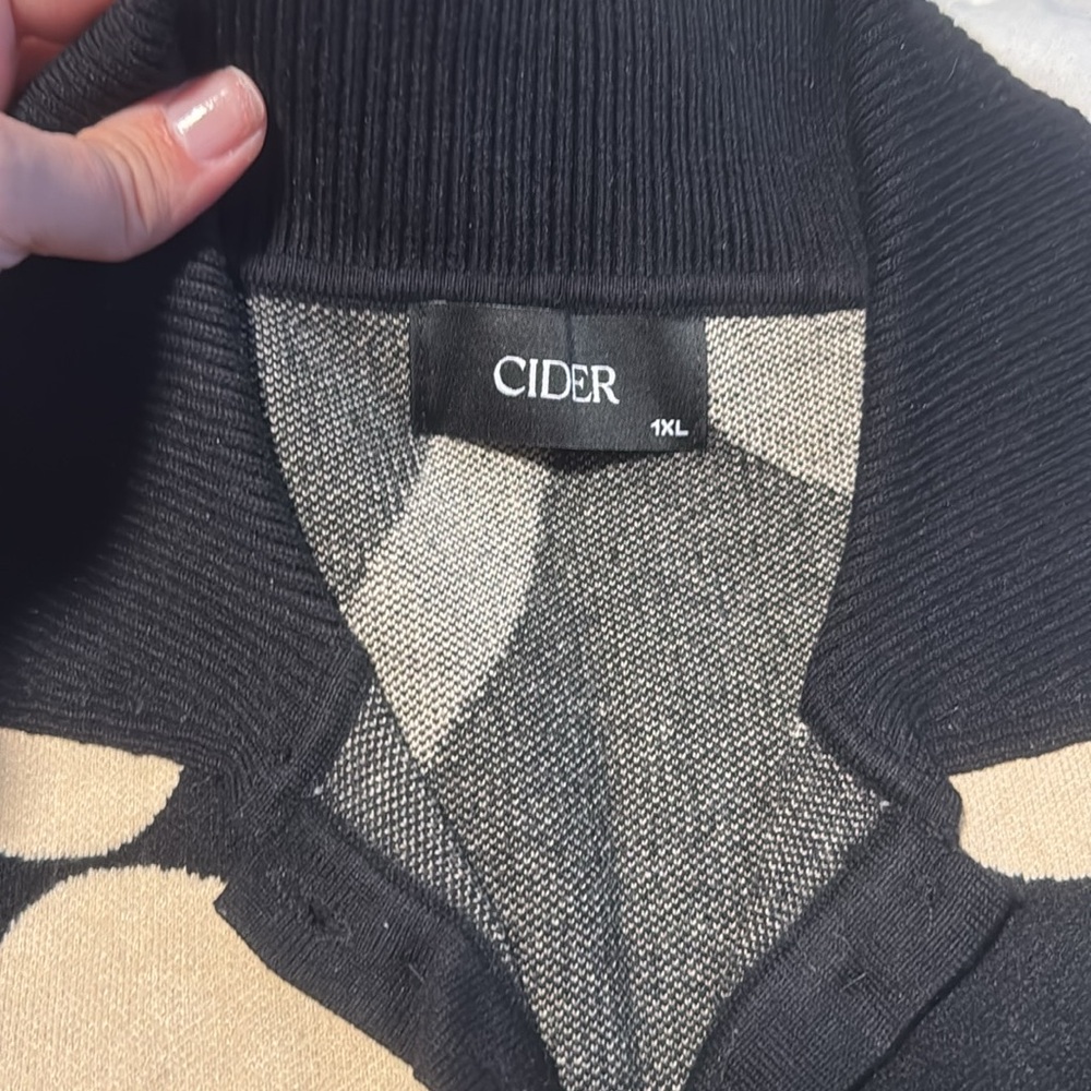 Black and Beige Patterned Sweater Cider brand matching sweater pants top set 1X - Picture 2 of 6